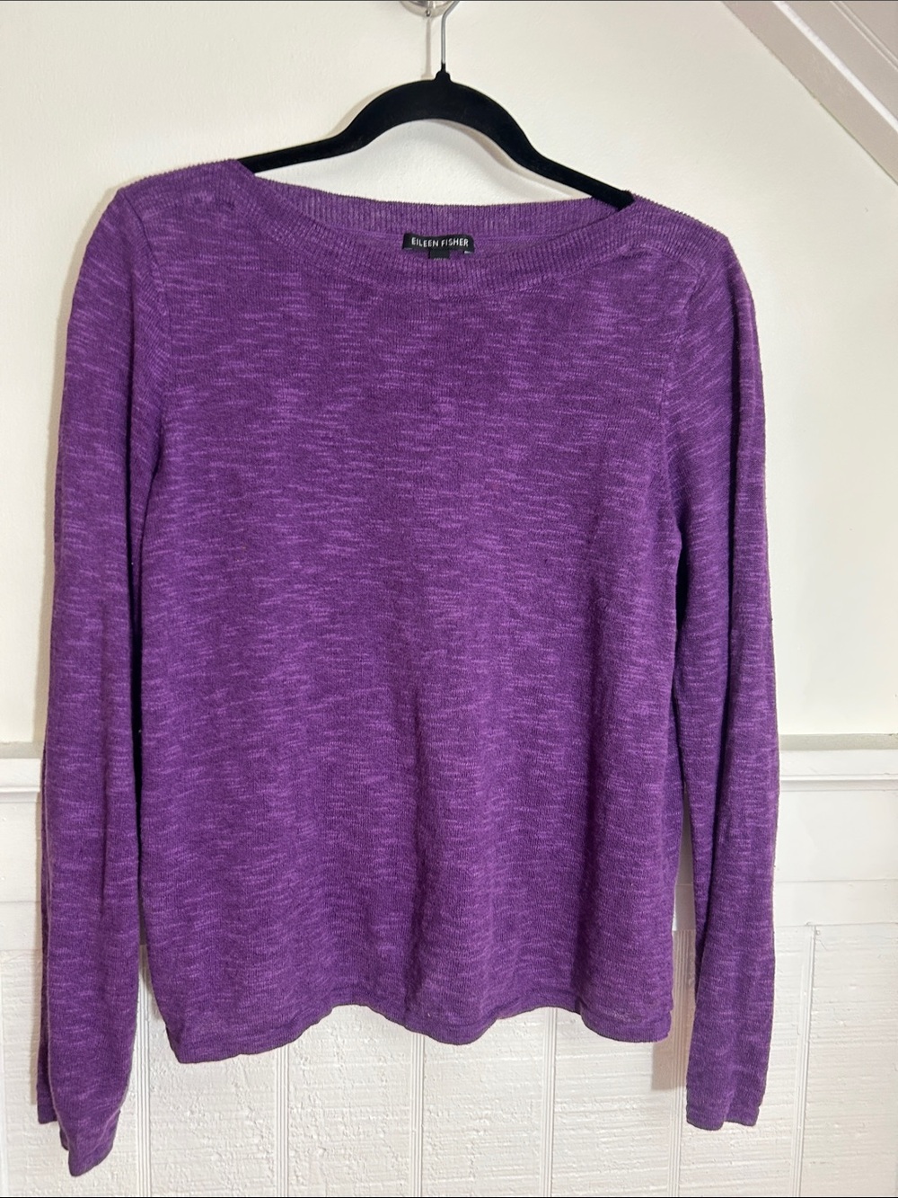 Eileen Fisher Organic Linen Cotton Slub Crewneck Top Small Purple Lilac Frost - Picture 2 of 7